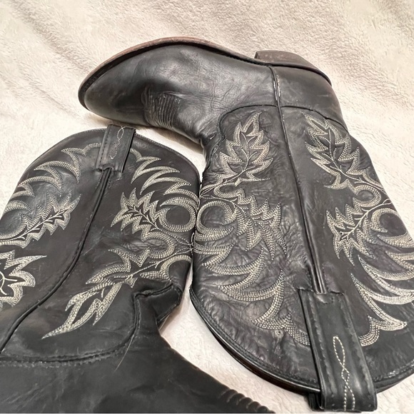 TONY LAMA Black Embroidered Cow Boy Cowboy Boots 10D 10 main image 13